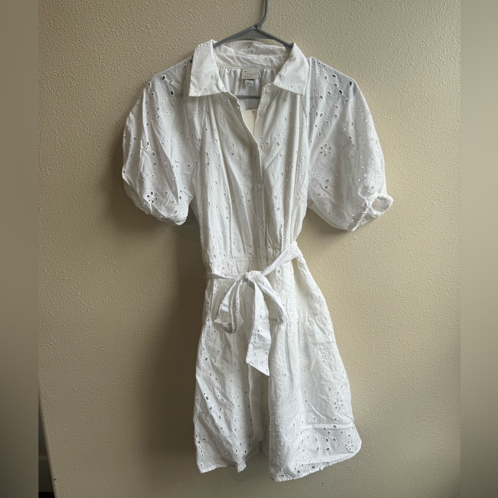 A New Day White Puff Sleeve Mini Dress